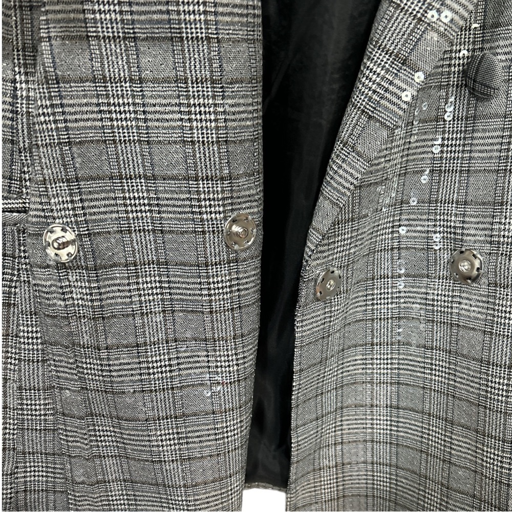 Jason Wu Sequined Double Breasted Blazer Gray Plaid Small NEW - Picture 6 of 16